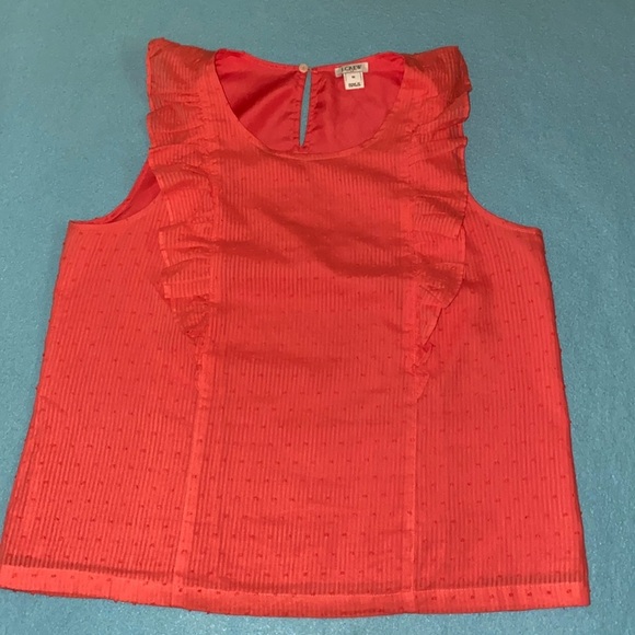 J.CREW FACTORY ruffle tank lined textured key hole button in back NEW size 10 - Picture 3 of 11